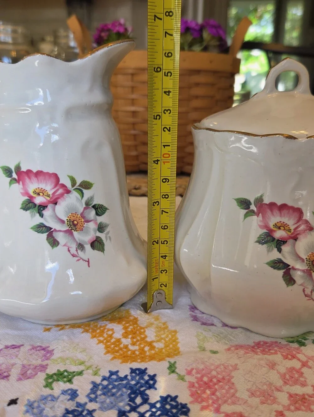 3 Pc. House of Webster Briar Rose Biscuit And Cream Set Farmhouse Granny Chic